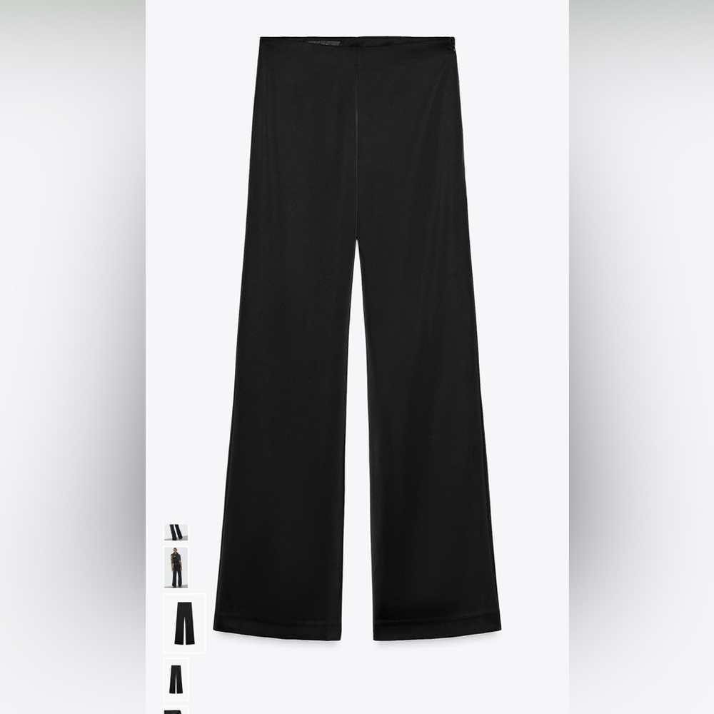 Zara Black Wide-Leg Satin Pants